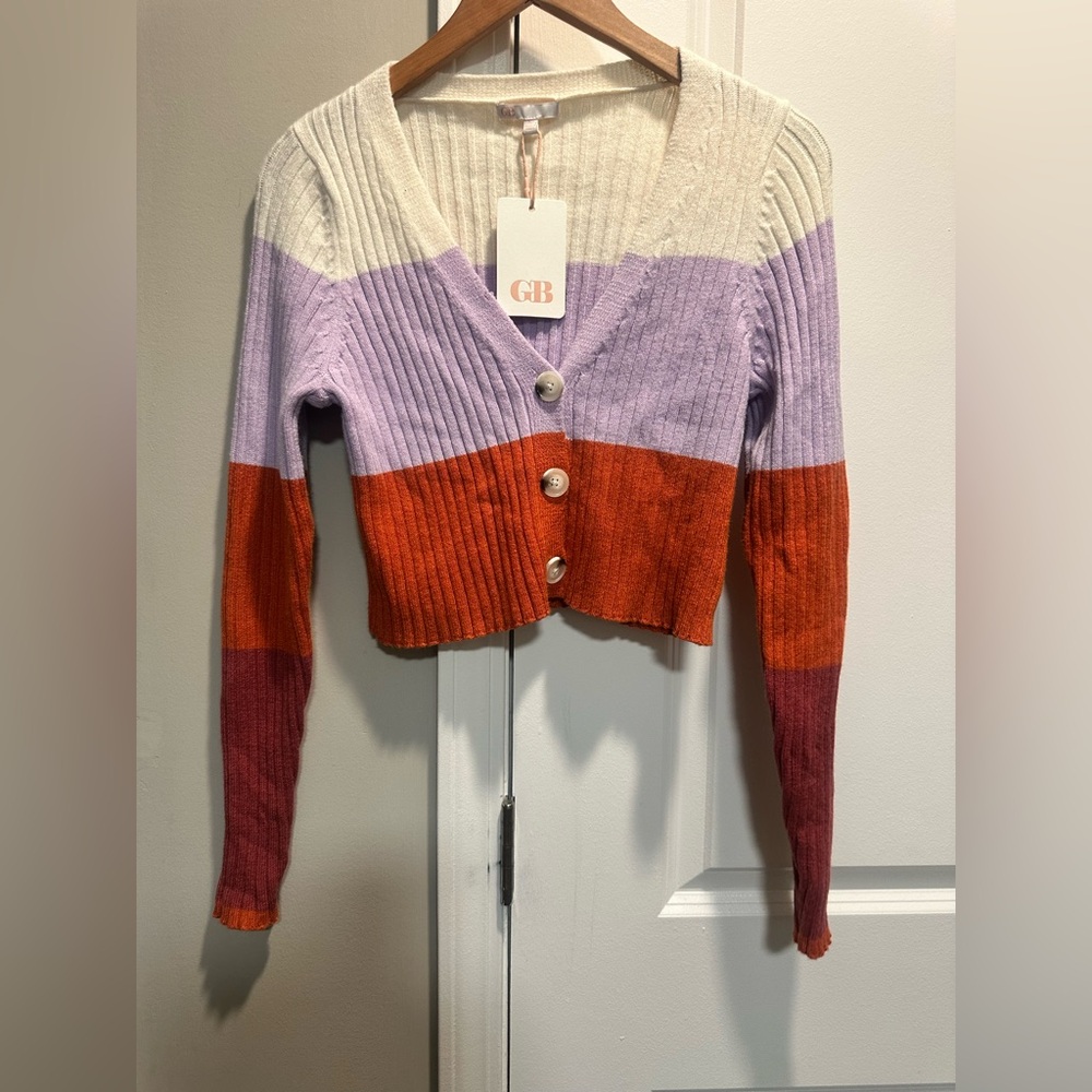 Gianni Bini Women's Colorblock Sweater‎ - Cream, Purple, Red NWT XS
